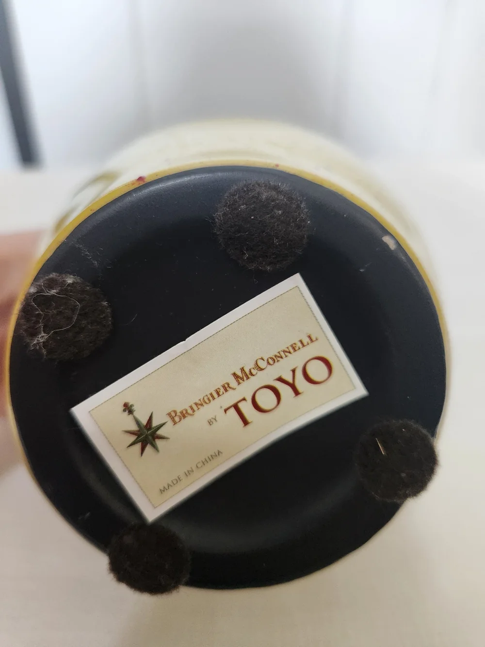 Vintage TOYO Bringier McConnell Yellow Ceramic Vase